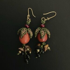 Handcrafted Green and Brown Earrings